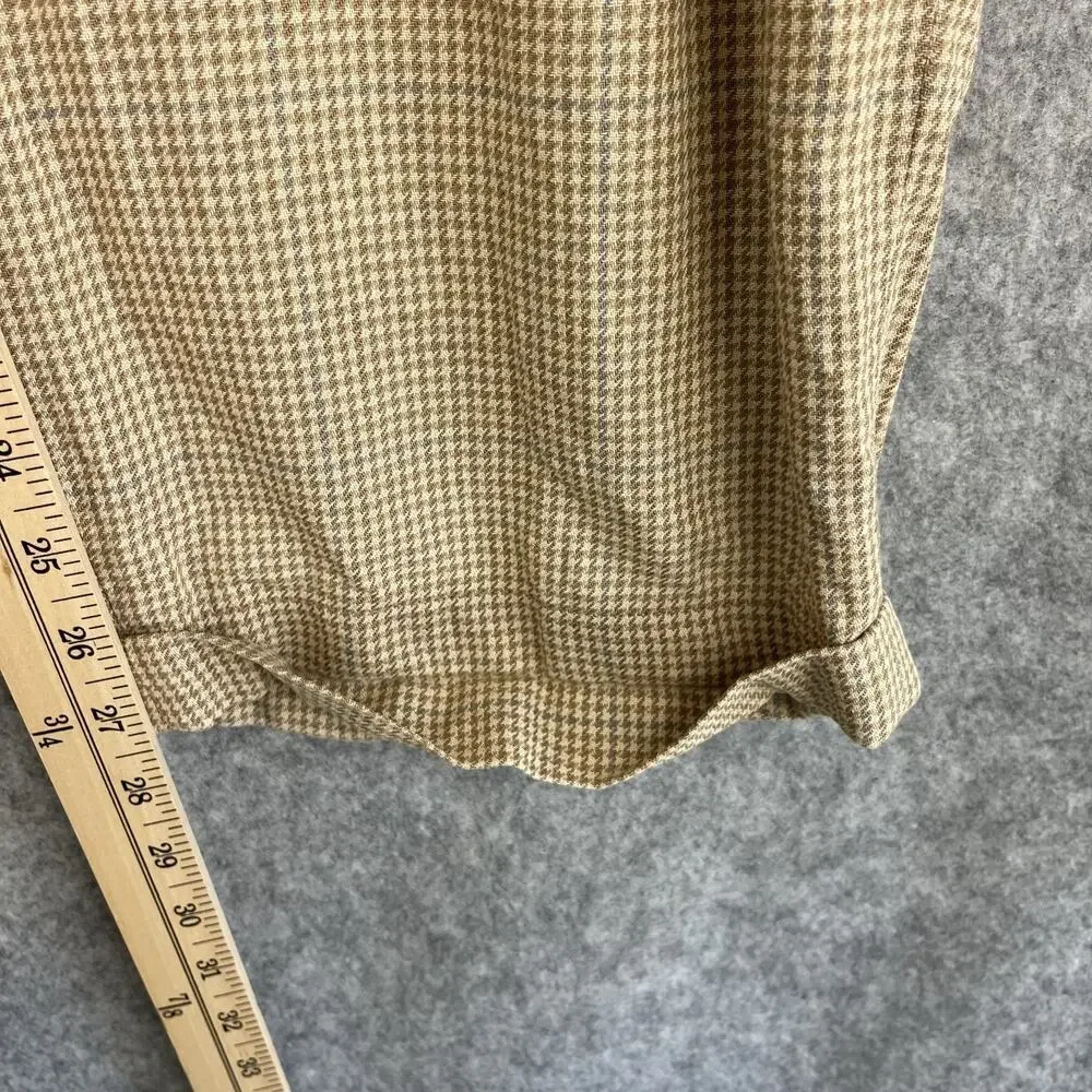 VTG Polo Ralph Lauren Pants Mens 35x27 Beige Houndstooth Cuffed Pleated 80s USA